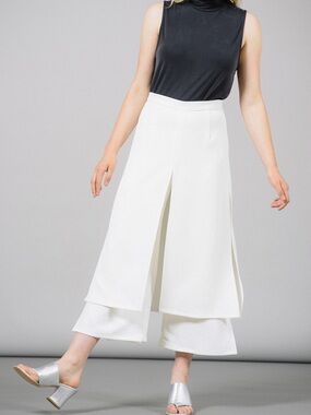 Rachel Comey Jerome Skirted Wide Leg Pants White Culottes Pocket Belt Sz 6